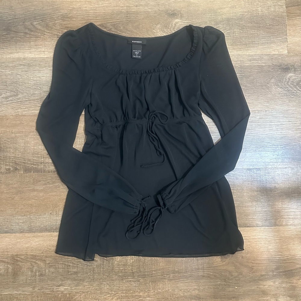 Express Black Babydoll Top/Dress with Bow – Size S